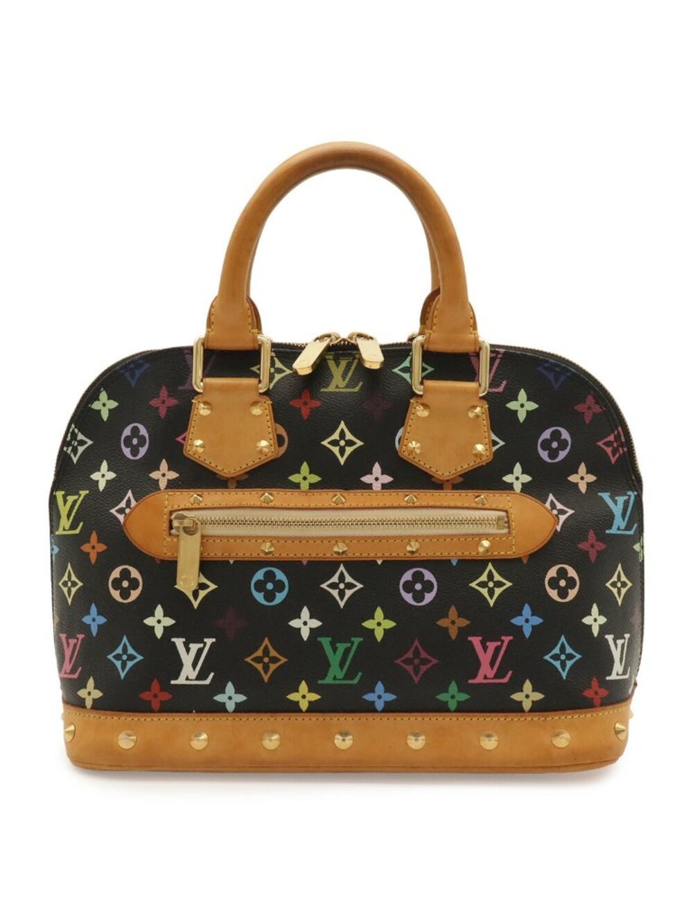 Louis Vuitton Monogram Multicolor Alma Handbag Studs Noir Black